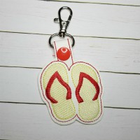 Flip Flops Snap Tab Key Fob Embroidery Design